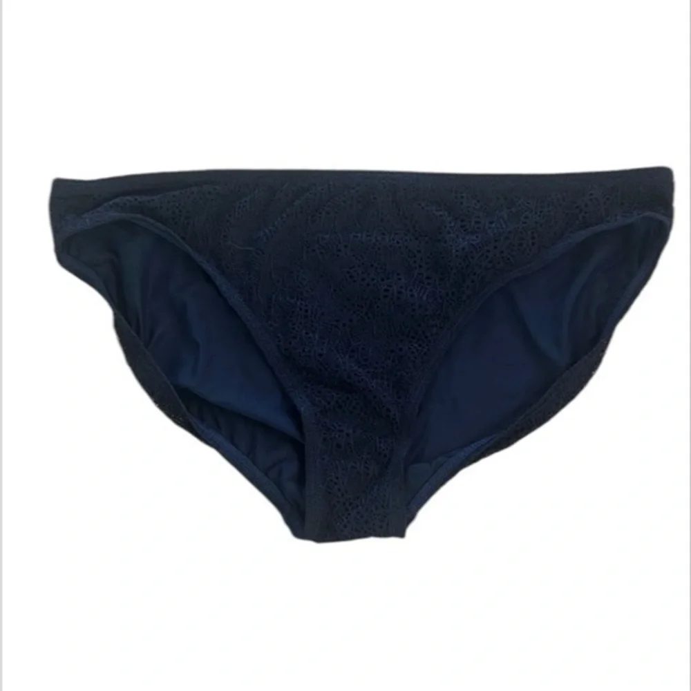Ivanka Trump navy blue lace bikini swim bottoms size large NWOT